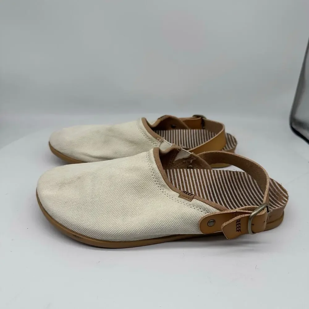 Reef Cushion Sage Slingback Cream Clog Womens Size 7 Style C18633 Textile